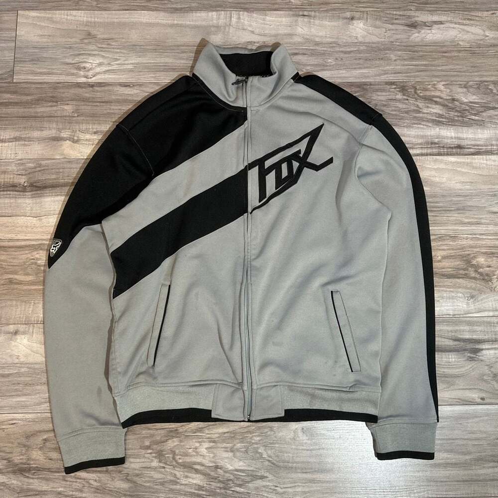 Fox Racing Mens Full Zip Track Jacket Gray and Black Size XL